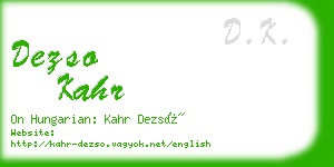 dezso kahr business card